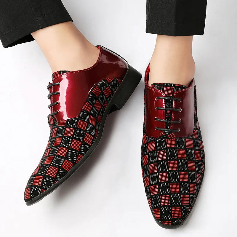 Semalam men's pointed-toe leather dress shoes with lace-up design, formal business footwear in black for professional occasions