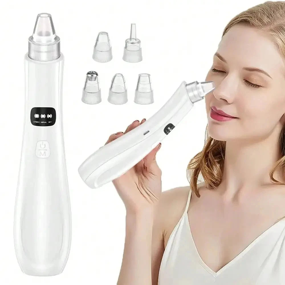 Showlu Smart blackhead vacuum pore cleaner with electric suction, black handheld device for skin pore extraction and blackhead removal.