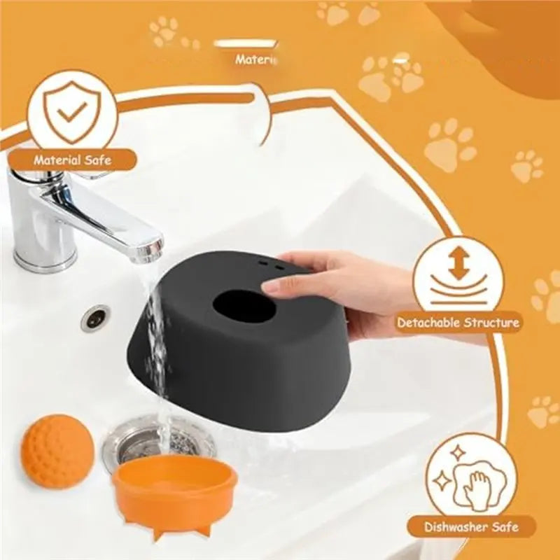 Showlu Fashion Store slow feeder dog bowl with ball-in design for bone broth and yogurt treats, dog licking and feeding bowl.