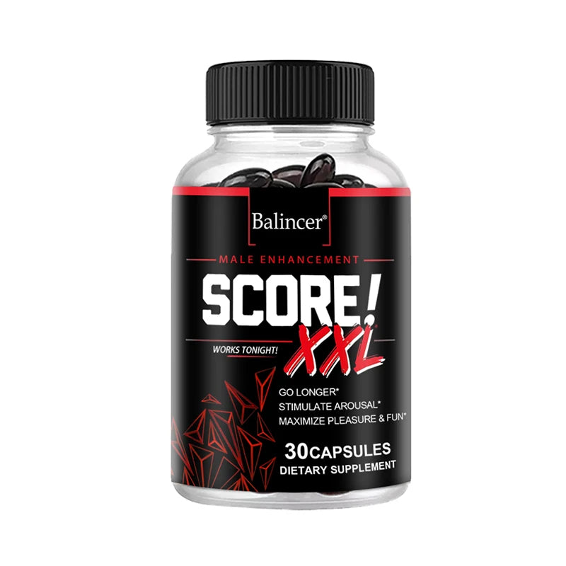 Balincer Score XXL nitric oxide supplement with L-citrulline, maca, and tribulus for muscle building and endurance.
