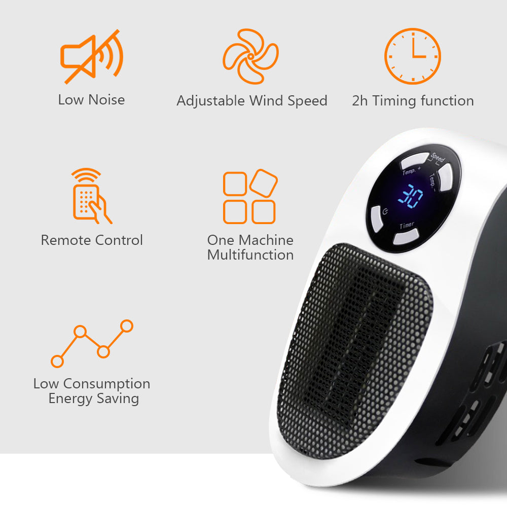 Showlu Smart General 500W mini plug-in ceramic space heater with compact design and safety features for small room heating.