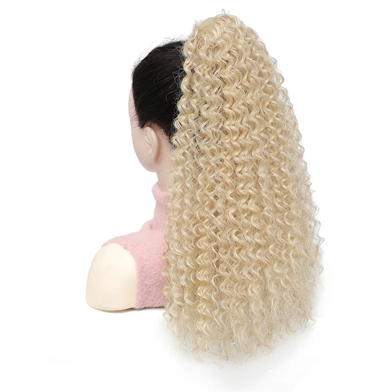 Long Afro Curly Drawstring Ponytail Synthetic Puffy Kinky Curly Fake Tail Extension Fluffy Curly False Hair Ponytail for Women