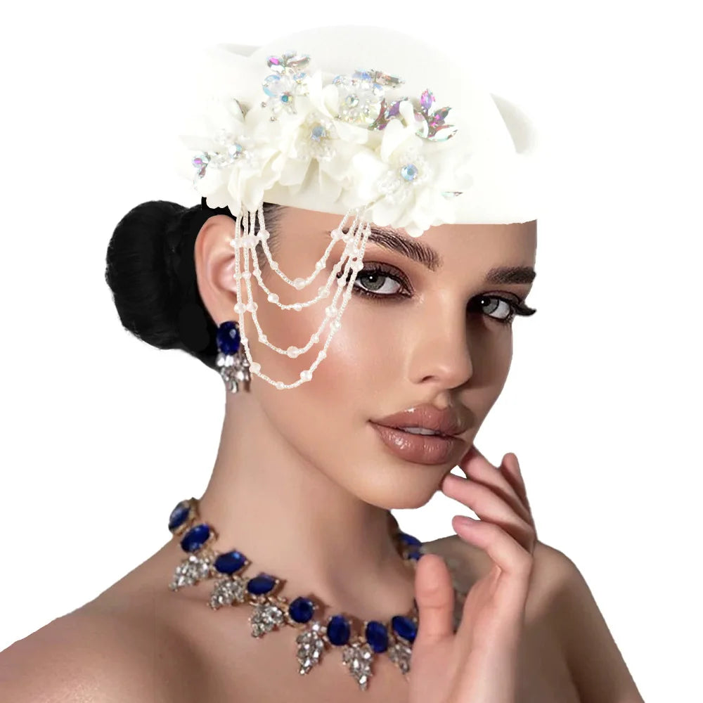 Showlu Smart General African headtie fashion turban hat for women with flower soft cap, ideal for church, party, or casual wear.