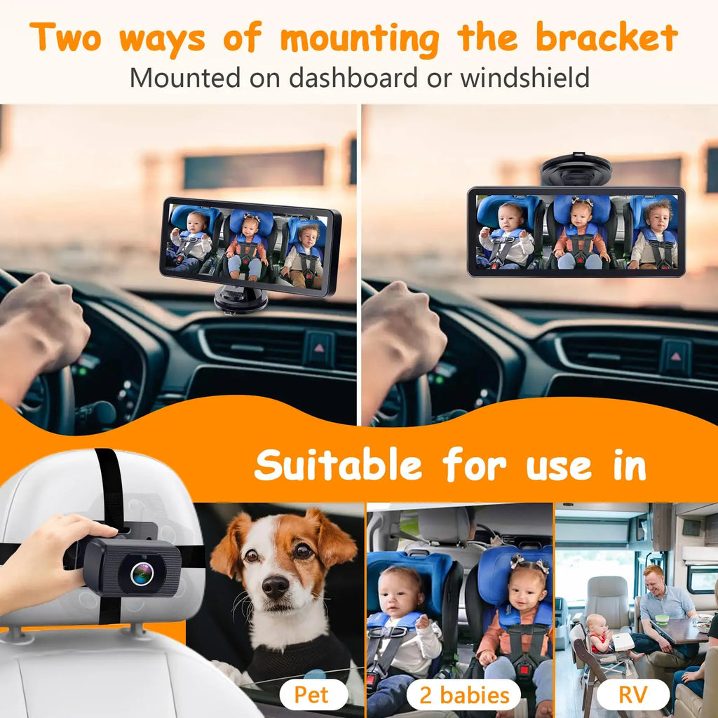 Baby car camera by Showlu Fashion Store showing a compact camera mounted inside a vehicle for baby safety monitoring.