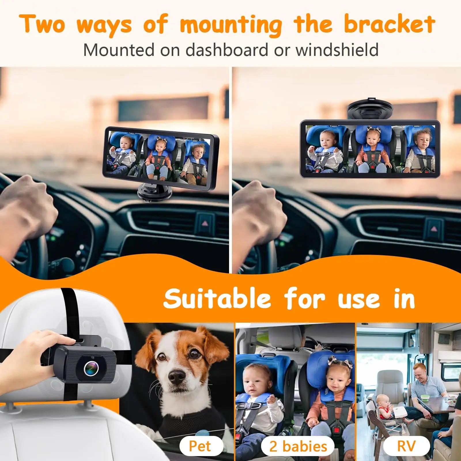 Baby car camera by Showlu Fashion Store showing a compact camera mounted inside a vehicle for baby safety monitoring.