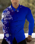 Men's long-sleeved casual designer shirt with buttons, printed lapel, featuring fashionable 2023 men's clothing from Showlu Fashion.