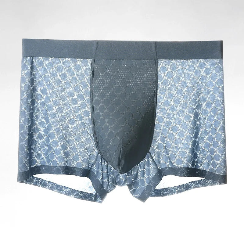 Men's Ice Silk Boxer Briefs by Showlu Fashion, lightweight, breathable seamless undergarments for summer comfort.