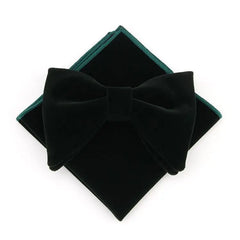 Linbaiway Mens Velvet Big Bowtie Handkerchief Set for Men Wedding Dress Necktie Butterfly Pocket Square Towel Set Custom Logo