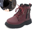 Kids rubber ankle boots by SHOWLU FASHION STORE, warm winter fashion shoes with double zipper and sturdy soles.