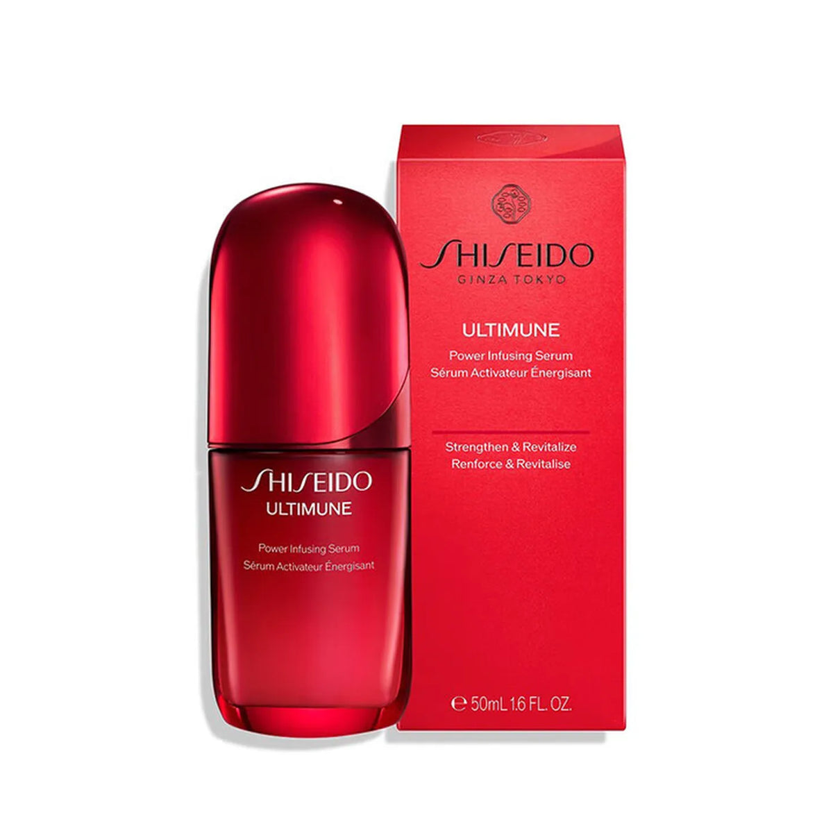 Shiseido Ultimune Power Infusing Concentrate IV serum bottle with sleek design, showcasing its skin-strengthening and hydrating benefits.