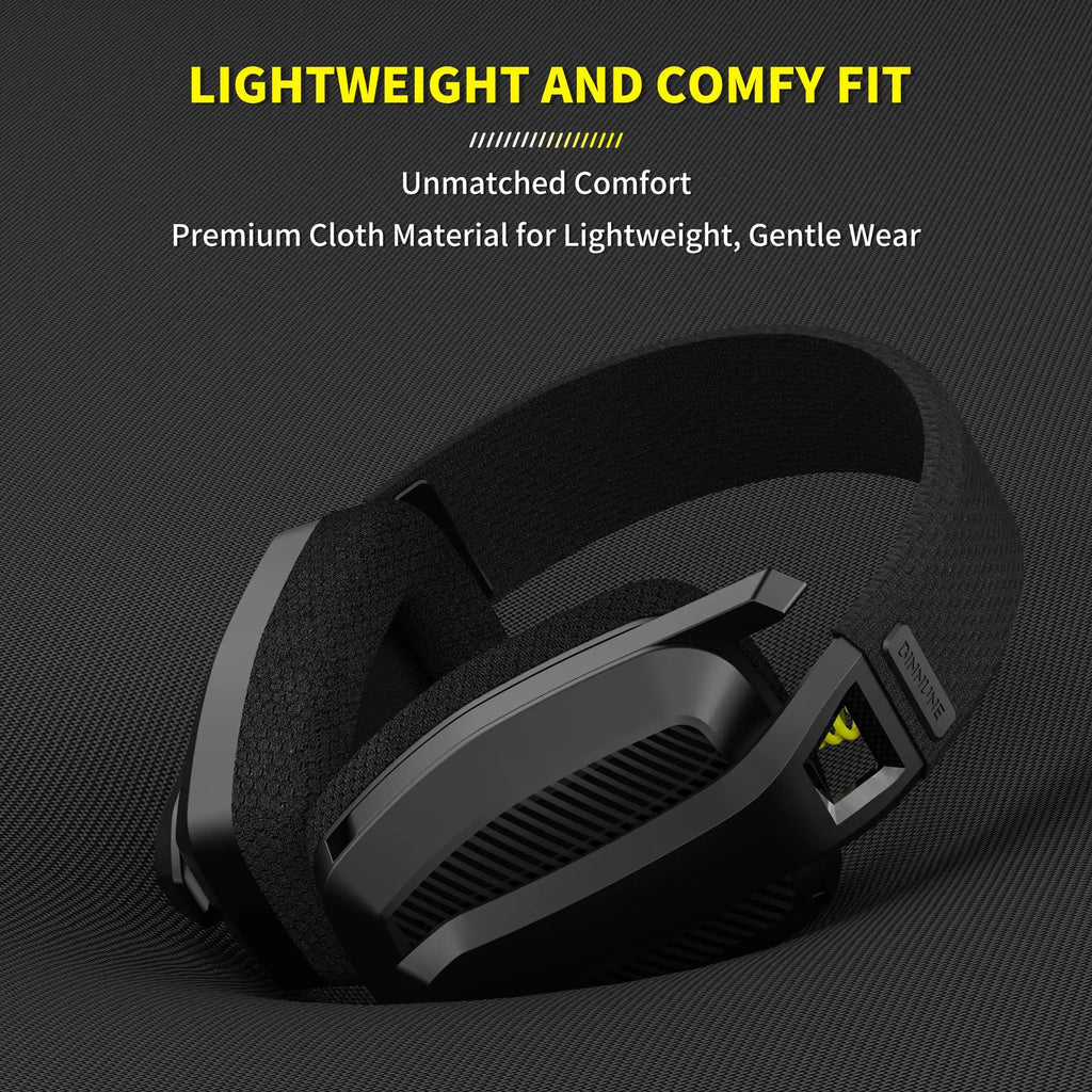 BINNUNE BW06 wireless gaming headset with microphone for PS5, PS4, PC, Mac; black over-ear headphones with adjustable headband