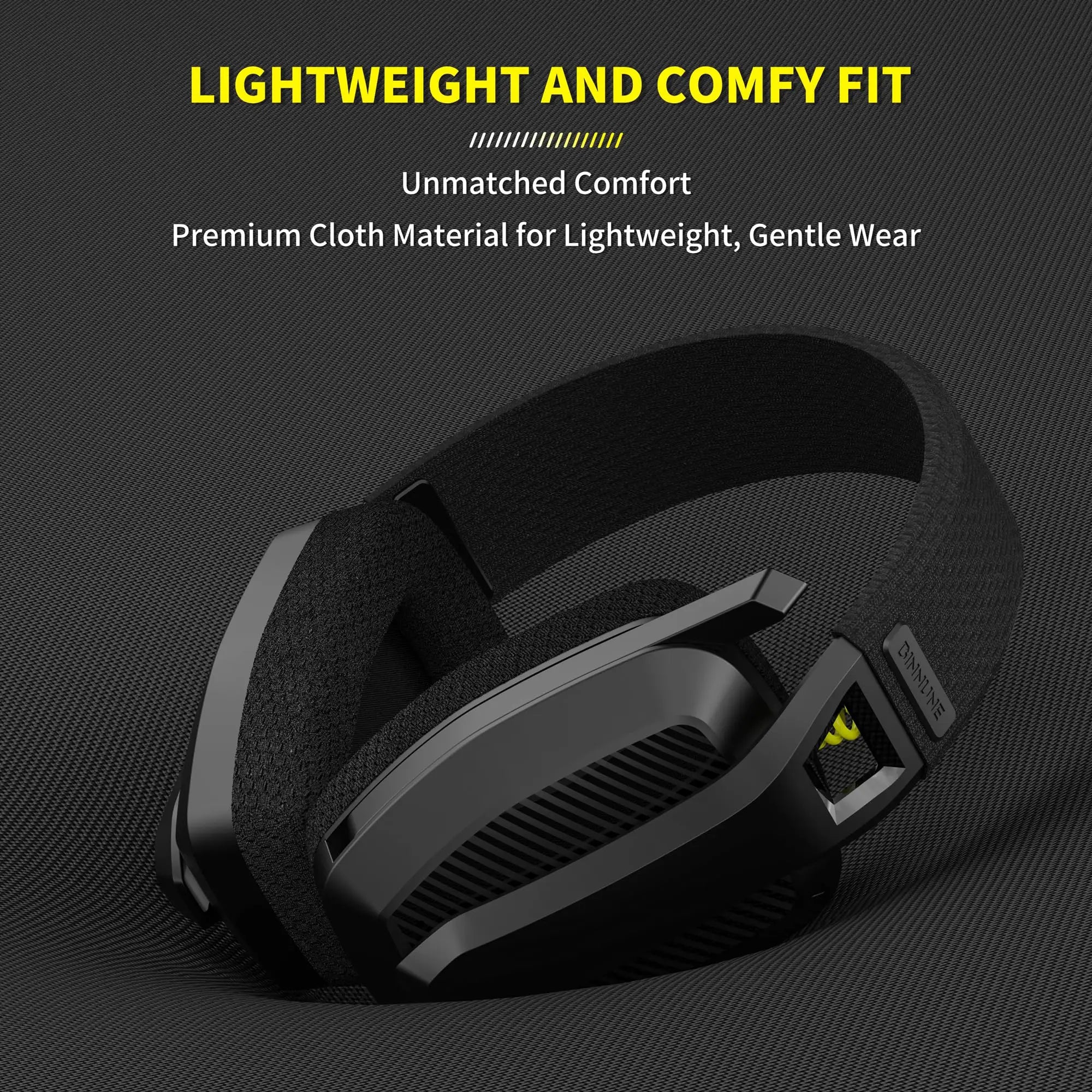 BINNUNE BW06 wireless gaming headset with microphone for PS5, PS4, PC, Mac; black over-ear headphones with adjustable headband