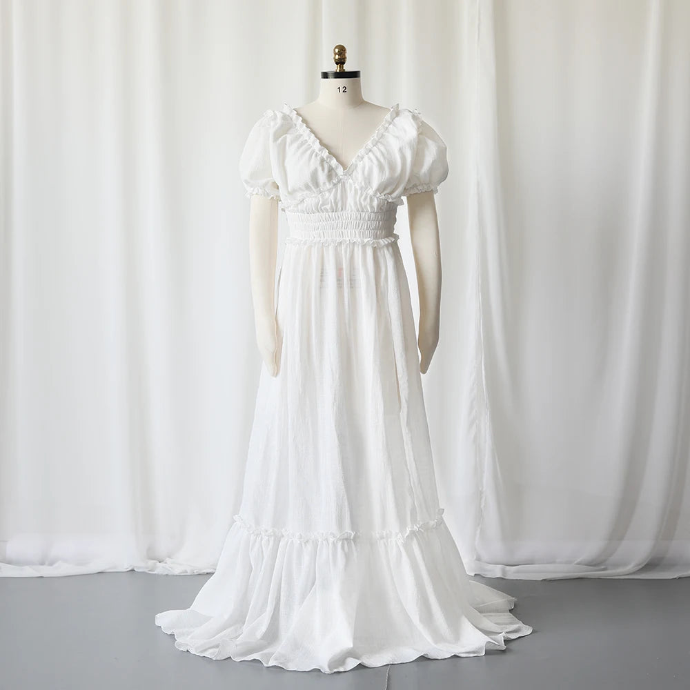 Showlu Bohemian maternity maxi gown, off-shoulder ruffled design, perfect for maternity photos and special occasions.
