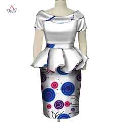 Africa Style Two Piece Short Set for Women Summer Dashiki Crop Top and Skirt Africa Clothes Bazin Halter Sexy Office Set WY5140
