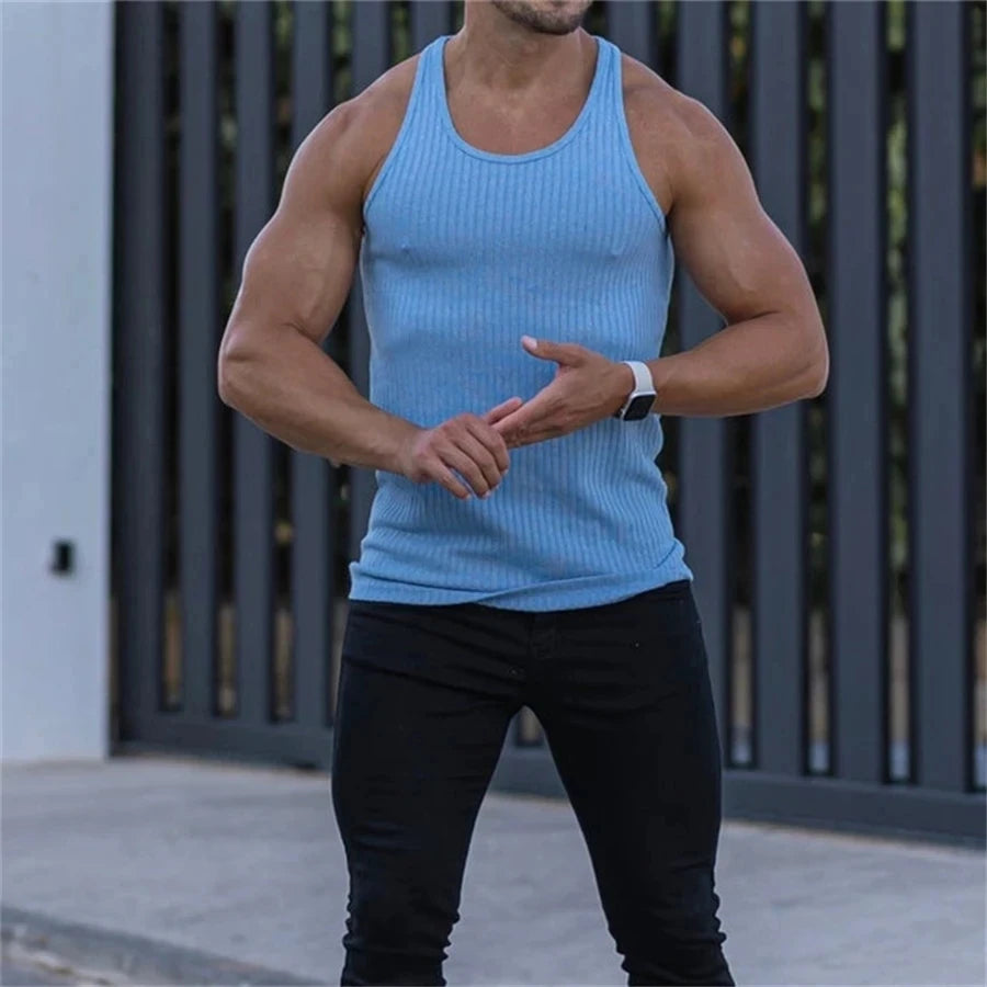 2024 new Men fitness gym Tank top men Fitness sleeveless shirt Male black breathable Sports vest Undershirt Gyms Running vest