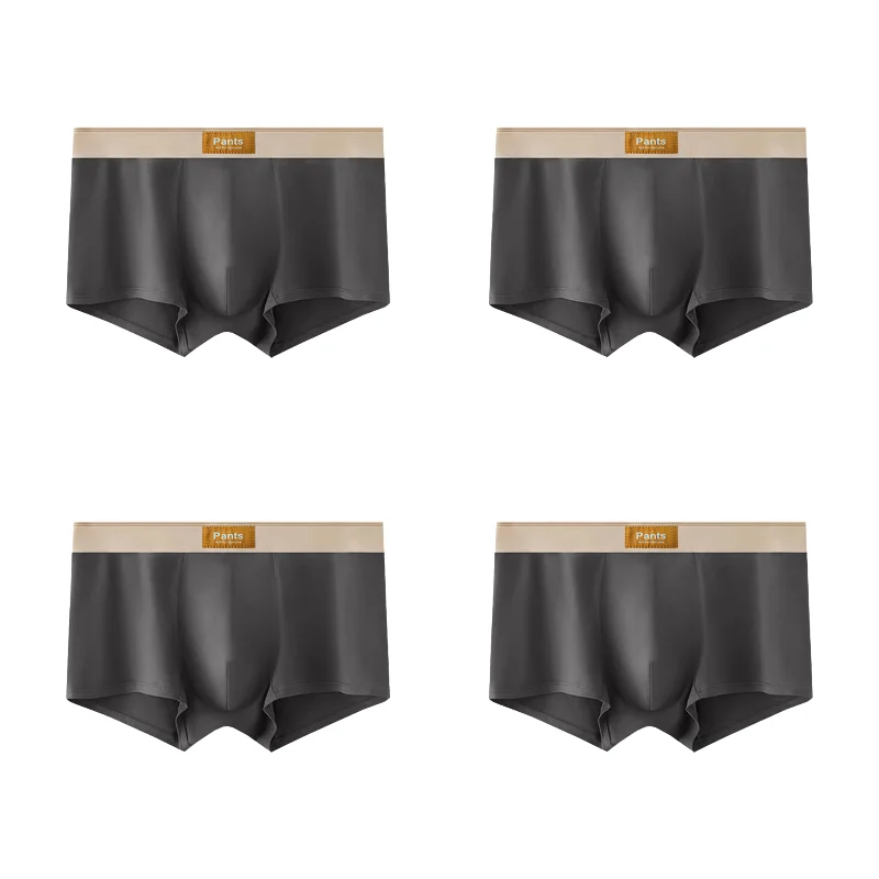 Four pairs of Showlu Fashion men's cotton boxer shorts, breathable and comfortable men's underwear in large sizes L-7XL.