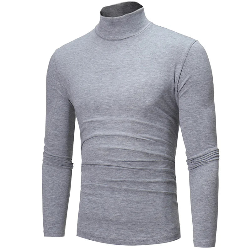 Slim fit men's thermal underwear top with turtleneck, long sleeves, warm fabric from GAOKE by SHOWLU FASHION STORE.