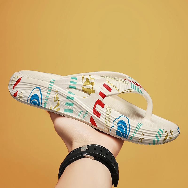 Unisex beach flip flops by Showlu Fashion Store featuring lightweight, soft non-slip bathroom slippers with an original EVO design.