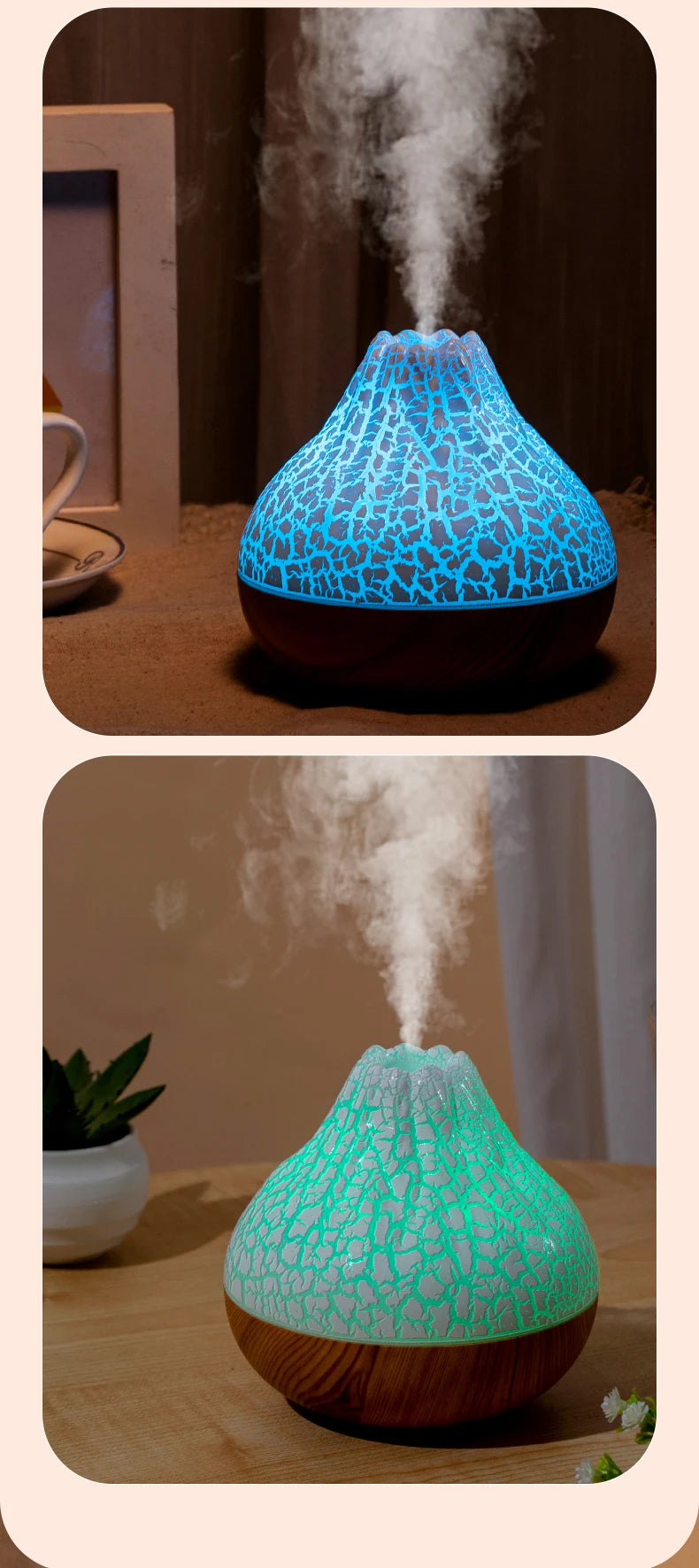Showlu Smart Kinscoter 300ml ultrasonic humidifier emitting mist in a modern design.