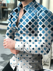 New Plaid Printed Men's Casual Long Sleeve Shirt Luxury Social Men's Shirt 2025 Fashion Party Men's Long Sleeve Shirt Top
