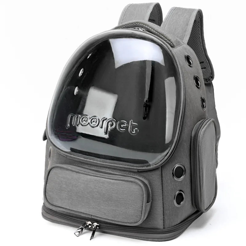 Showlu transparent folding pet carrier backpack made of nylon, designed for travel with a clear, foldable pet travel bag.