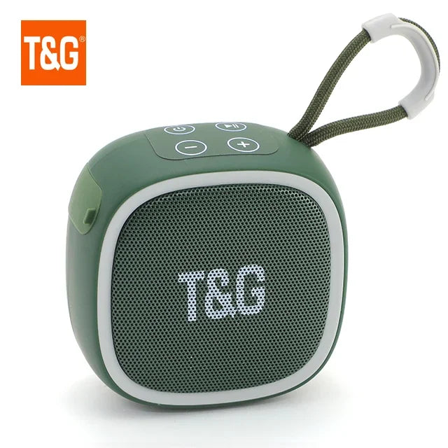 Mini Bluetooth speaker from Showlu Fashion Store, compact design with buttons and speaker grille visible on the black device.