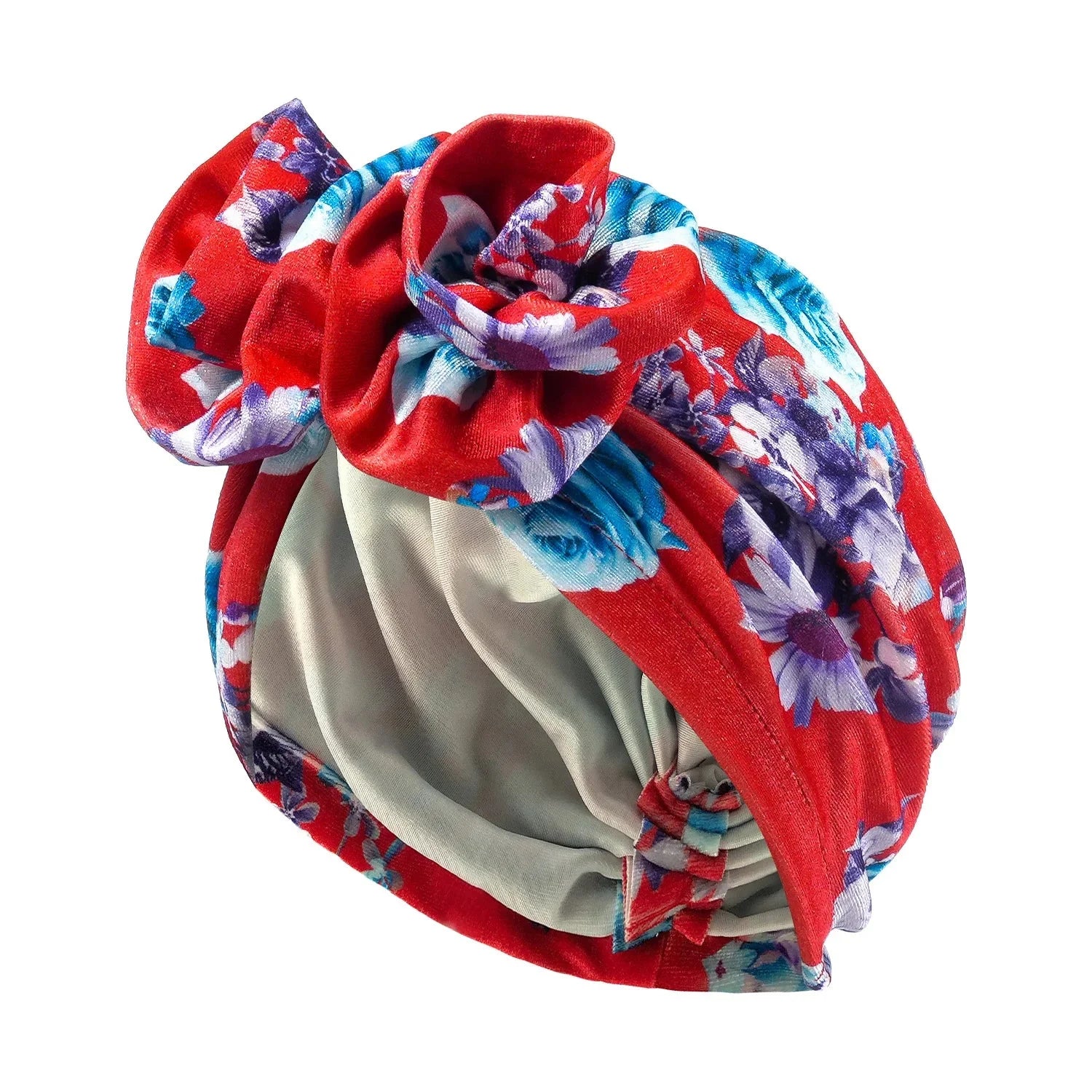 SHOWLU Women's Bohemia printed turban hat with floral design, stylish Muslim hijab cap for women.