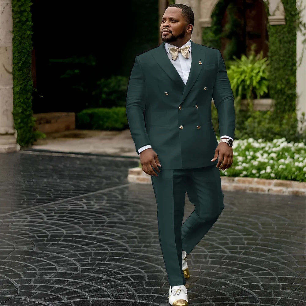 Showlu men's white satin tuxedo jacket with double-breasted design, part of a stylish 2-piece wedding suit set.