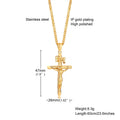 Stainless steel Catholic cross necklace with Jesus pendant in gold color, faith jewelry for men and women, prayer and gift accessory