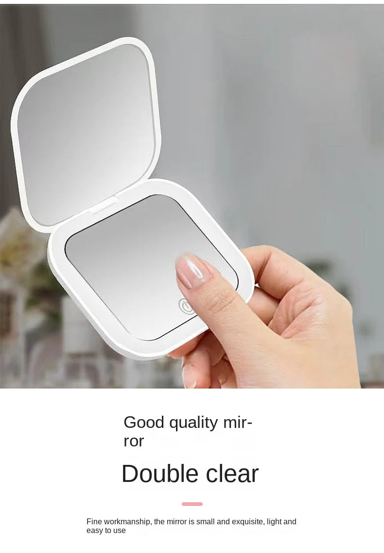 Showlu Smart General LED compact mirror with illuminated surface, sleek design, and built-in lighting for precise makeup application