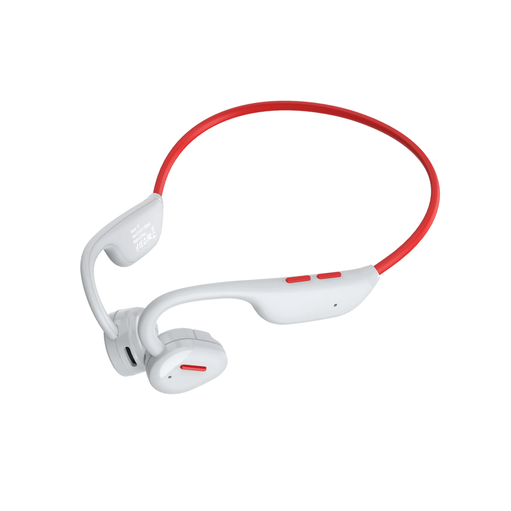 Arikasen open ear air conduction headphones by SHOWLU in black, waterproof IP67, with Bluetooth 5.3 connectivity, outdoors use.