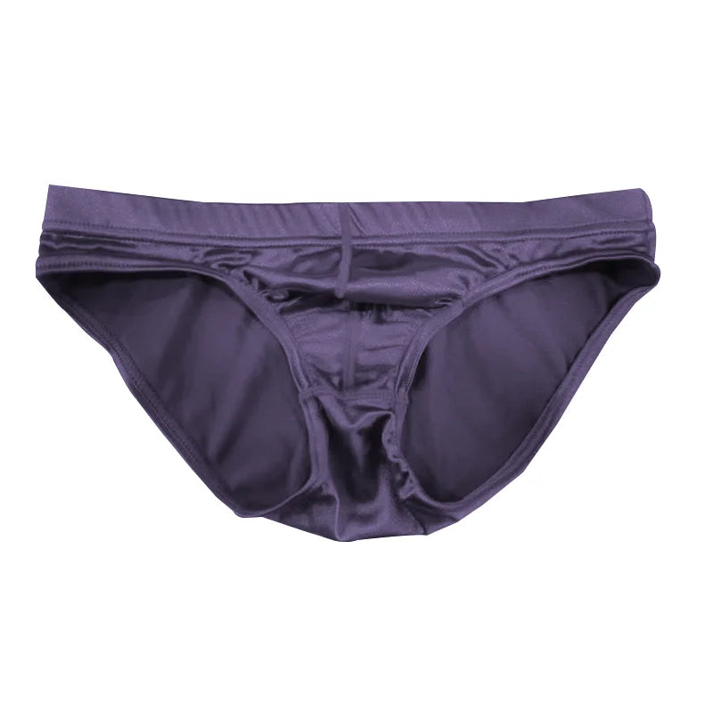 EveryShe men's satin silky briefs in large size, featuring smooth, shiny fabric and comfortable fit, designed for a sexy underwear look.