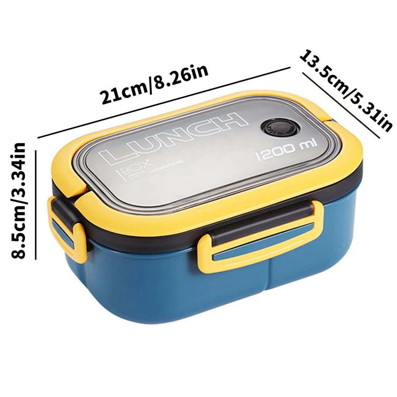 Showlu Fashion Store 1200ml 2-layer bento lunch box with spoon and fork, leakproof, portable food container for kids, office, camping