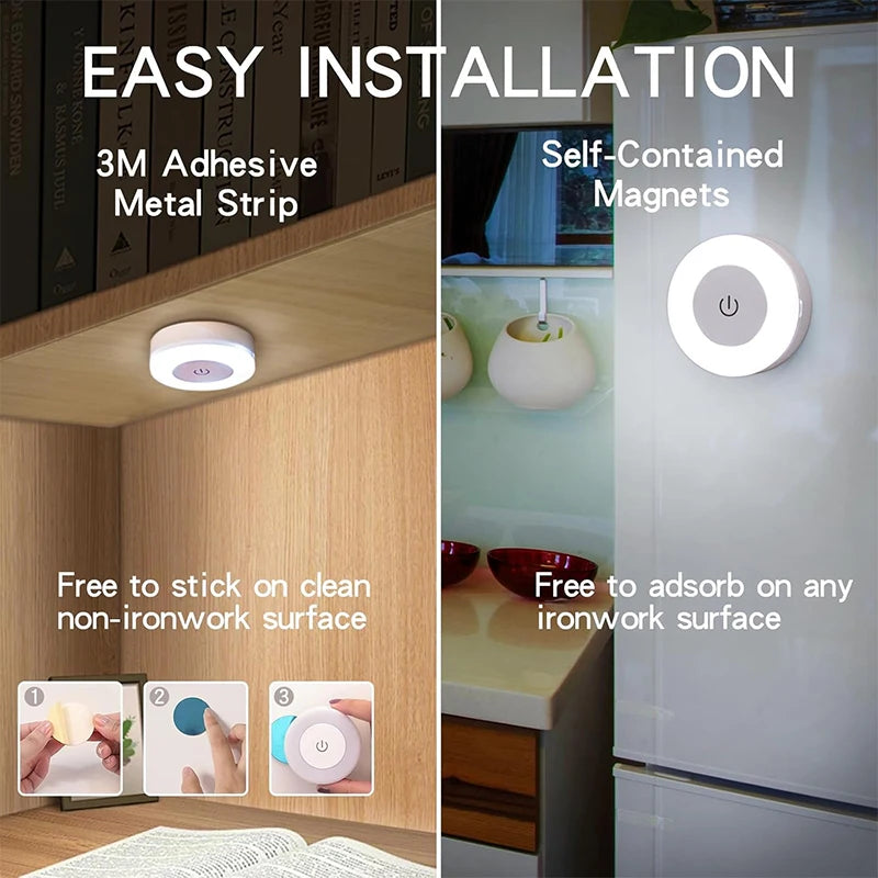 Showlu Smart Super-Cheese LED touch tap light mounted on a wall, featuring a sleek design and illuminated control panel.