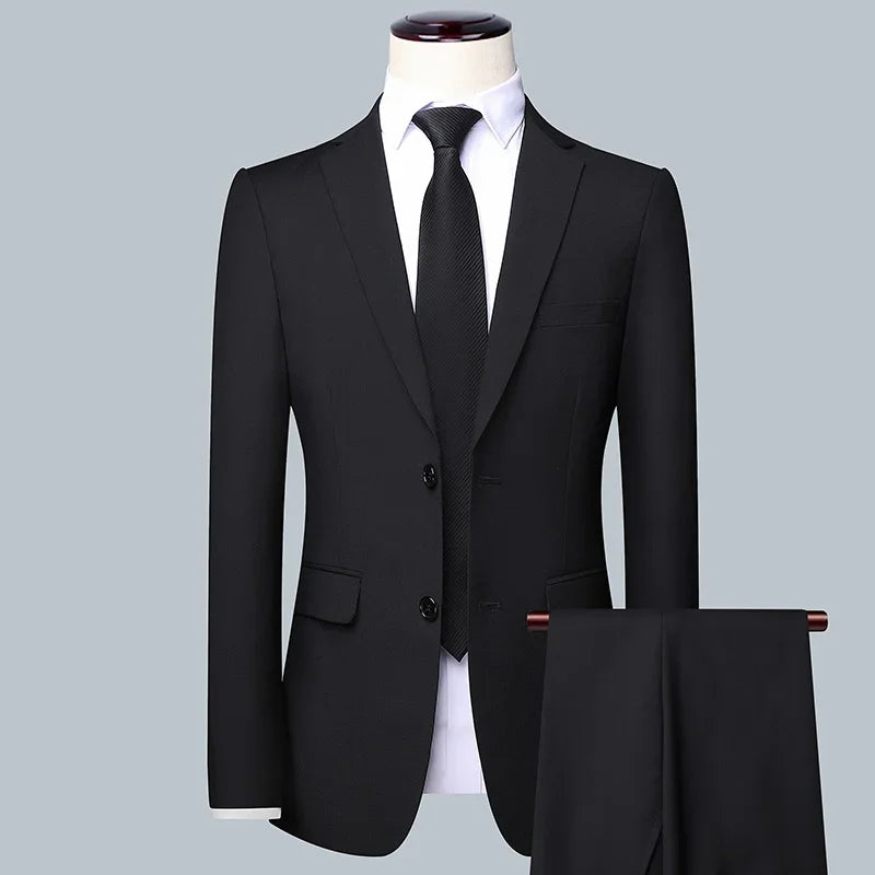 Men's solid color business suit by Showlu Fashion Store, featuring a stylish high-quality suit for formal occasions and weddings.