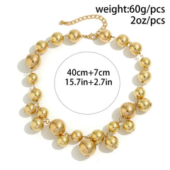 Exaggerated Acrylic CCB Big Ball Bead Chain Necklace for Women Wed Vintage Chunky Clavicle Chain Grunge Jewelry Steampunk Men