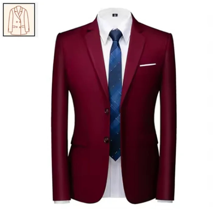 Men's business casual suit for weddings and formal events, Showlu Fashion, solid color tuxedo style with matching pants and jacket