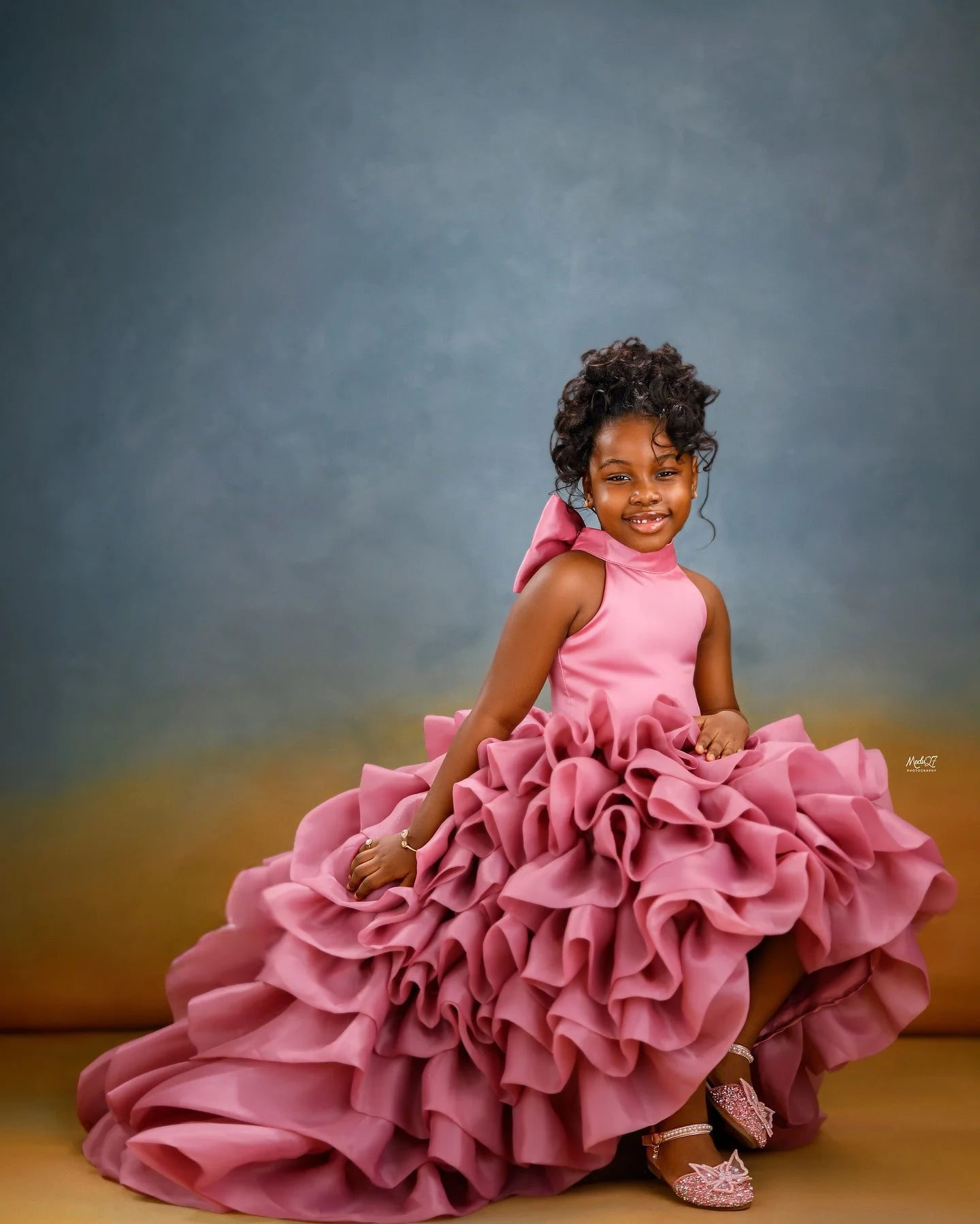 Pink High Low Flower Girl Dresses For Wedding Toddler Ruffles Birthday Party Photo Shoot Ball Gown Customized
