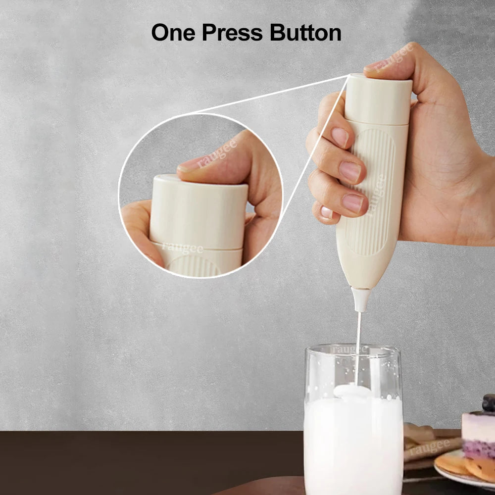 Showlu Smart General bcomfy handheld electric milk frother with stainless steel whisk for creamy froth and hot drinks.