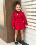 Toddler girl cotton jacket and skirt set by Showlu Fashion, includes a stylish two-piece outfit for ages 2 to 8 years.