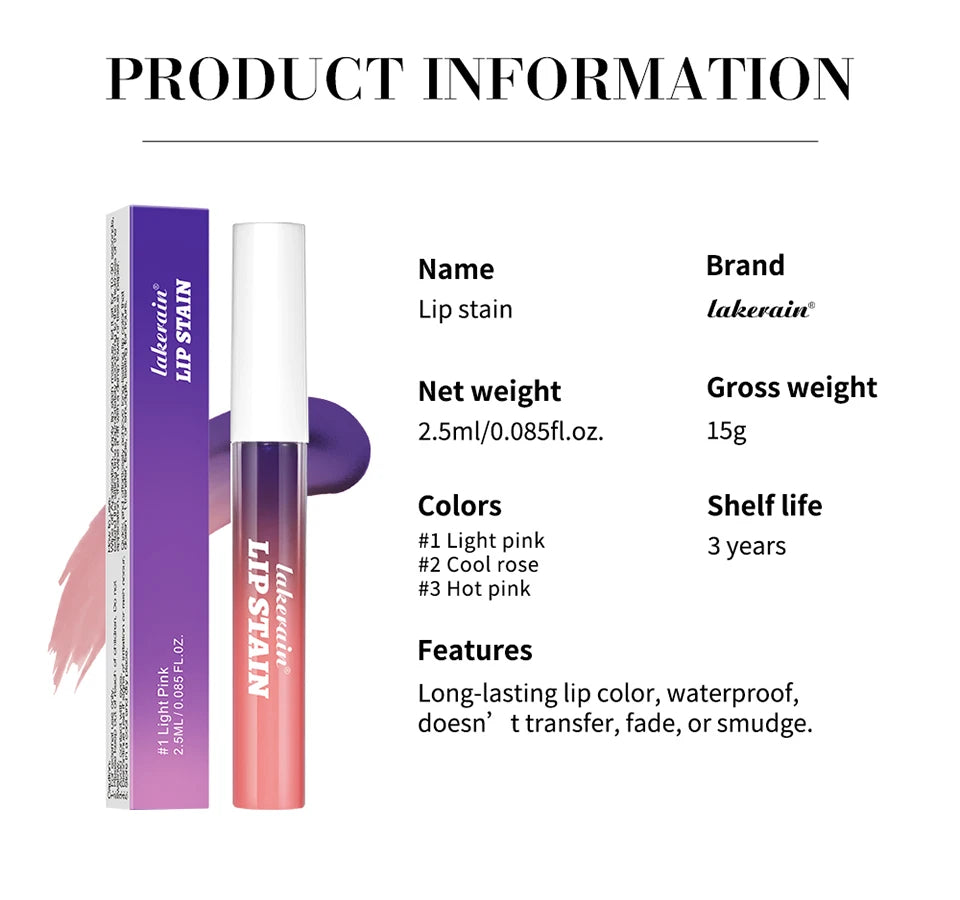 Showlu Smart General peel-off waterproof lip stain in vibrant shades, showcasing a close-up of the tinted lips.