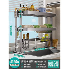 Over-the-Sink Dish Drying Rack Kitchen Sink Organizer Multifunctional Dishware Storage Shelf Space-Saving Plate and Bowl Holder