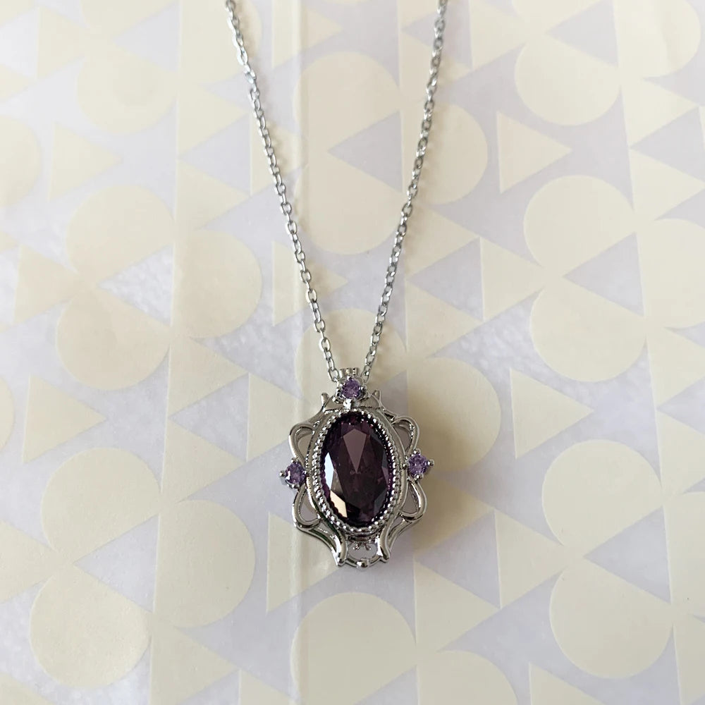 Rapunzel Necklace For Women Girls Fashion Wedding Party Jewelry Accessories Purple Lilac Zirconia Princess Necklace Gift For Her