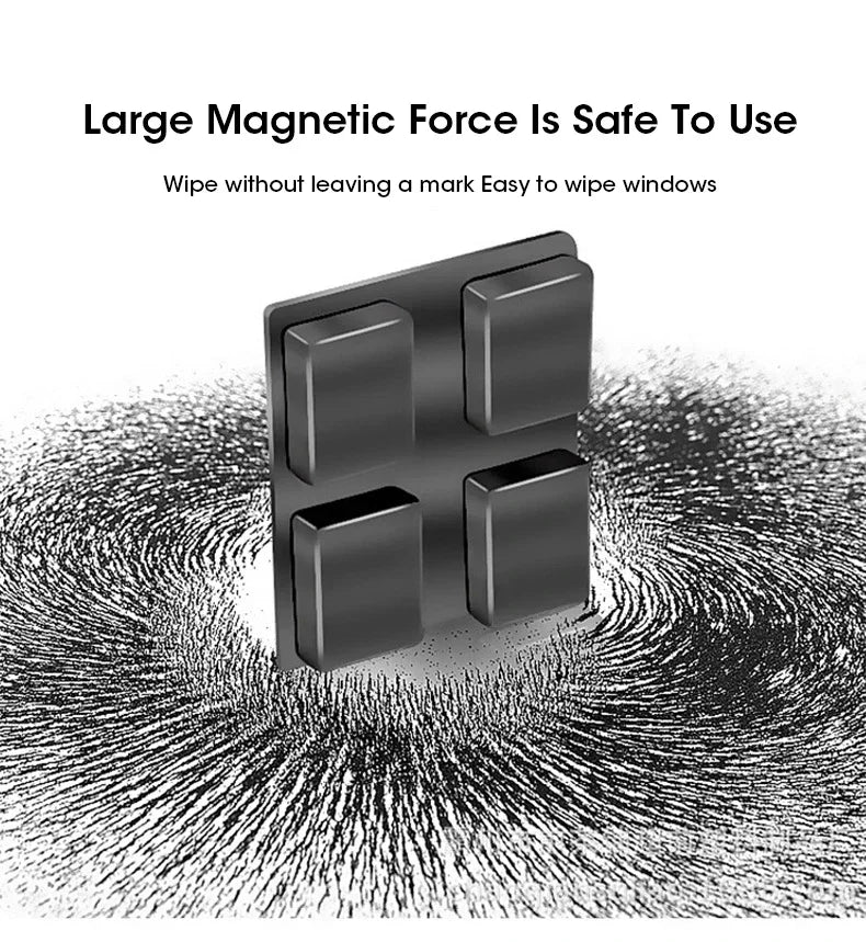 Showlu Smart General magnetic double-sided window glass cleaner tool with dual cleaning pads on transparent glass surface