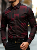 Men's slim fit geometric print shirt by Showlu Fashion, featuring a classic collar, button-up front, and versatile all-season design.