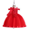 Elegant girl’s tulle party dress by Showlu Fashion, featuring a bow flower design, suitable for weddings, birthdays, and special occasions.