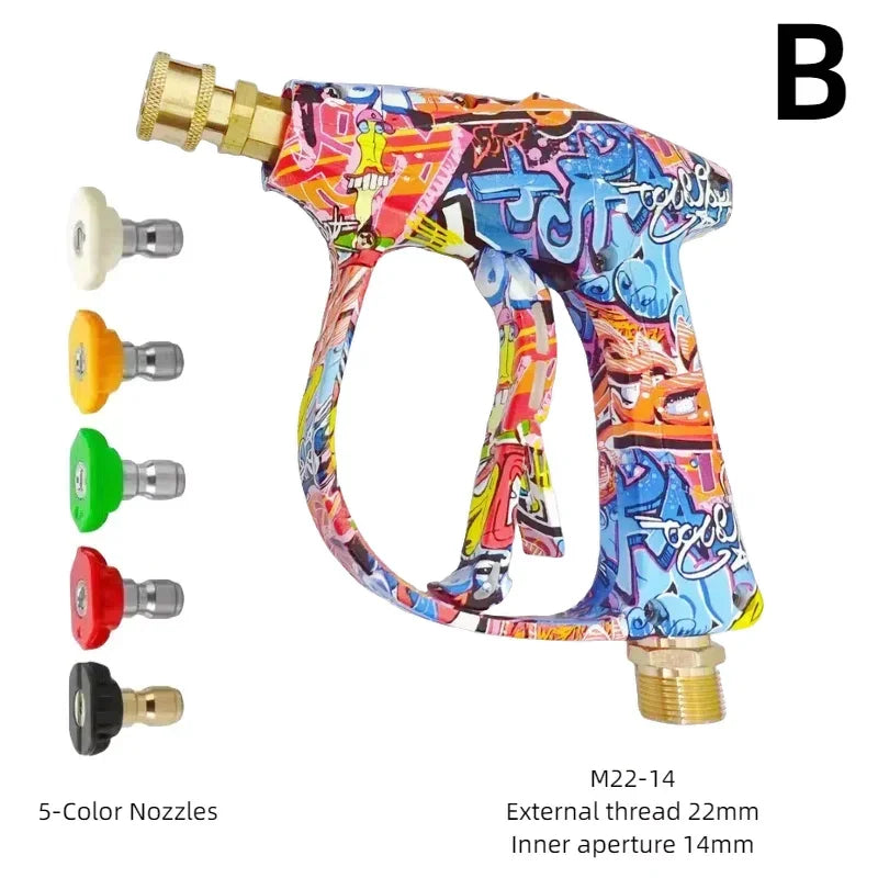 Showlu Smart General pressure washer foam gun attached to a hose, used for applying foam to vehicles and surfaces for cleaning.