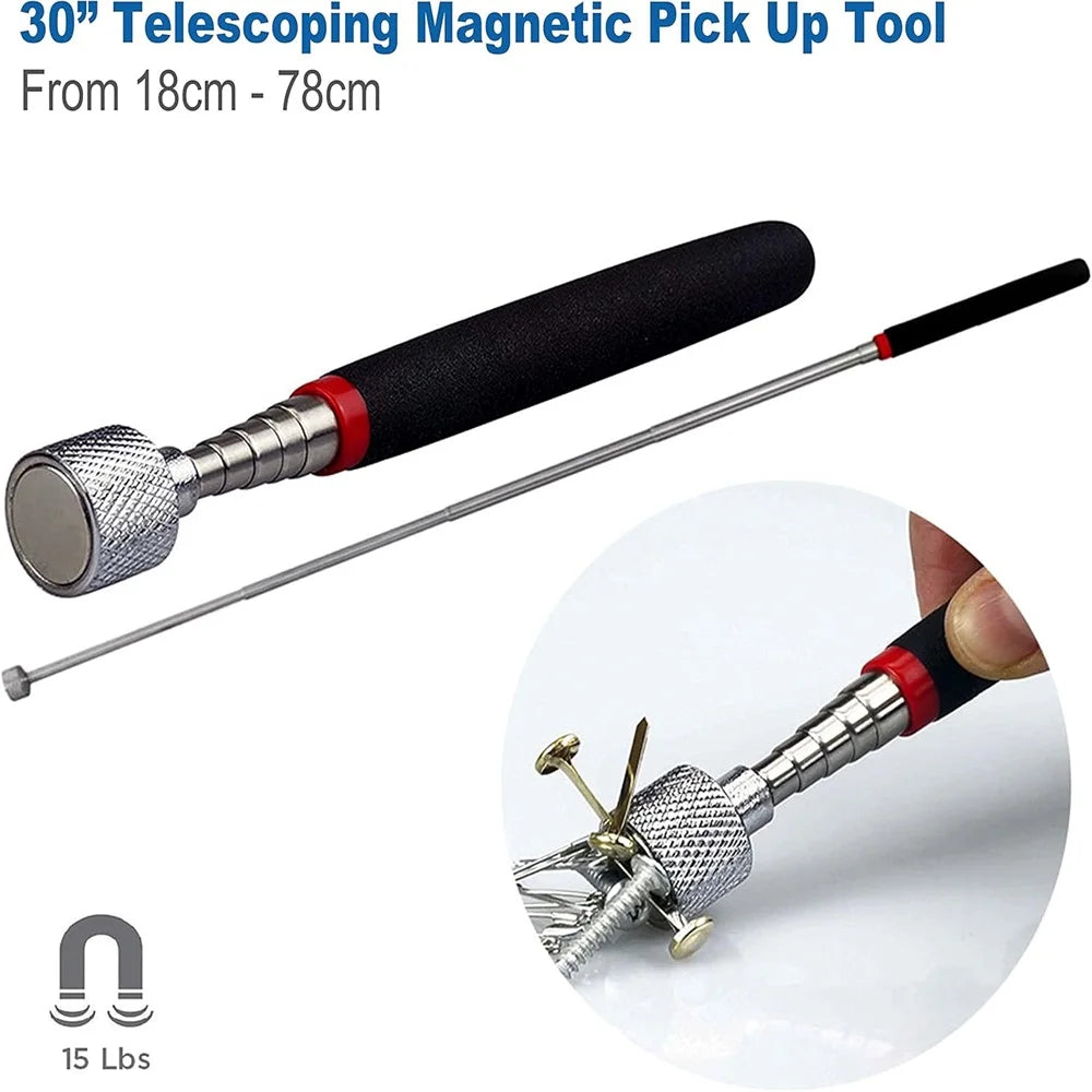 Showlu Smart General telescopic magnetic pickup tool with LED light, featuring a extendable metal handle and built-in illumination.