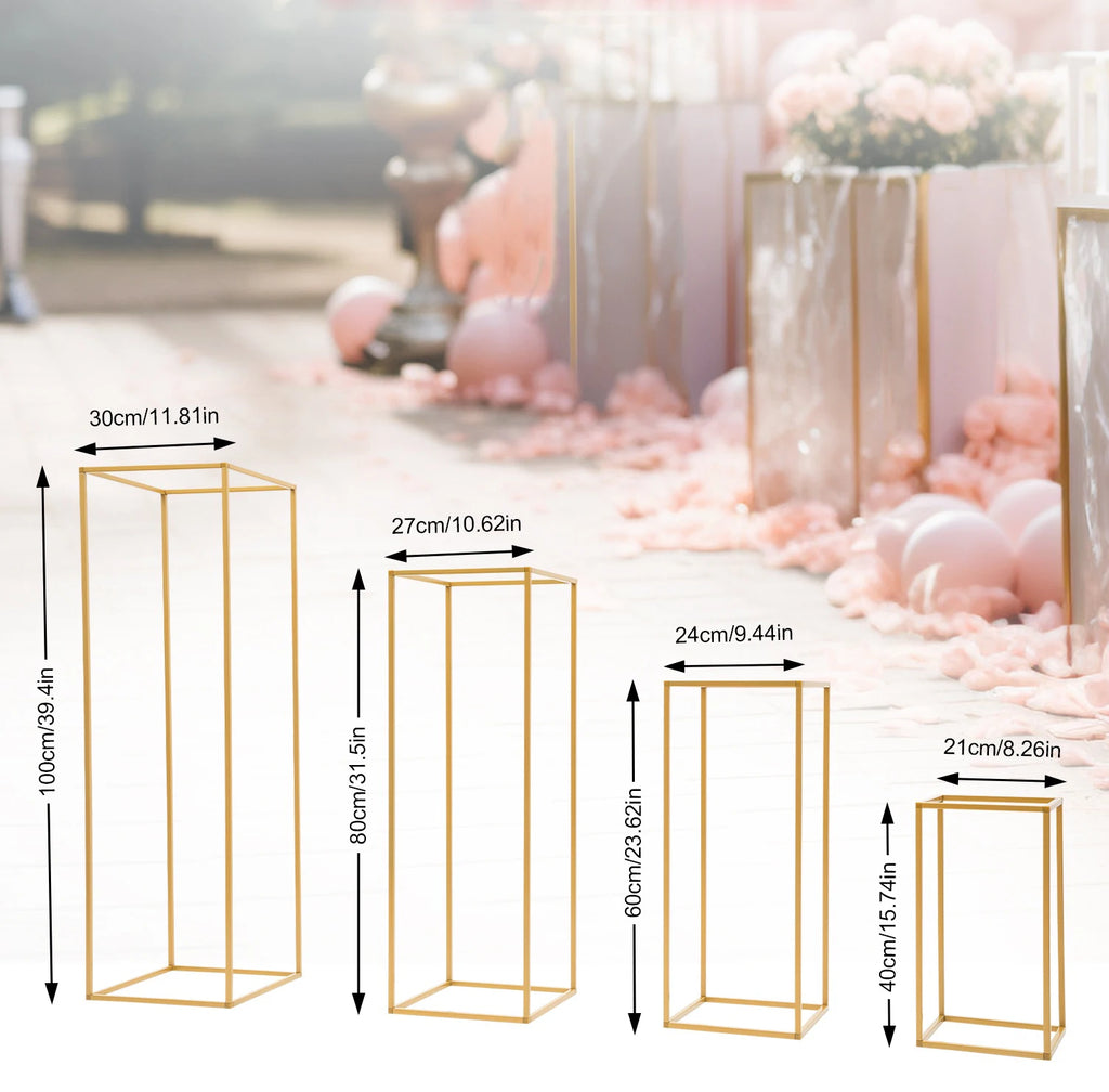 4 Different Height Metal Wedding Flower Stand Floor Geometric Vase Set Wedding Centerpieces For Table Tall Decorations For Party