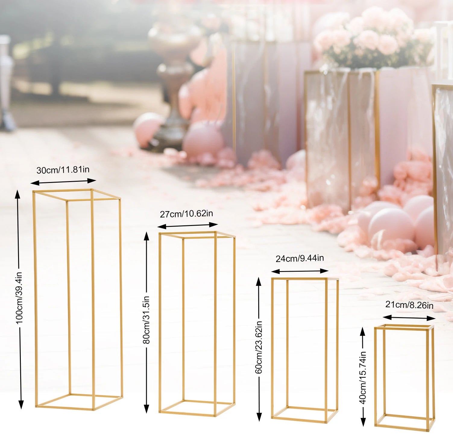 4 Different Height Metal Wedding Flower Stand Floor Geometric Vase Set Wedding Centerpieces For Table Tall Decorations For Party